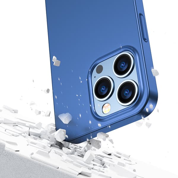 Cover til iPhone 13 Pro Max, bag- og frontcover + hærdet glas, blå