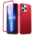 Pikkukuva 1 / 6: Suojakuori iPhone 13 Prolle, taka- ja etukuori + karkaistu lasi, punainen