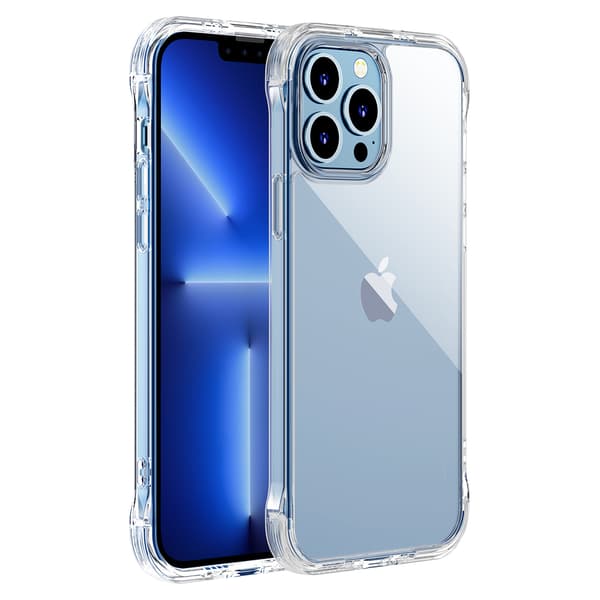 Cover til iPhone 13 Pro, pansret hus med kroge, gennemsigtigt stativ