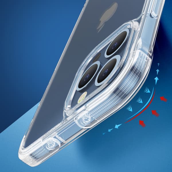 Cover til iPhone 13 Pro Max, pansret hus med kroge, gennemsigtigt stativ