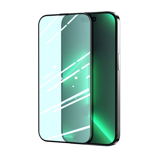 Grønt hærdet glas til iPhone 14 Pro med Anti Blue Light-filter til hele Knight-skærmen