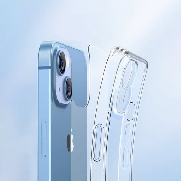Gennemsigtigt beskyttende etui til iPhone 14 Plus med en gelramme