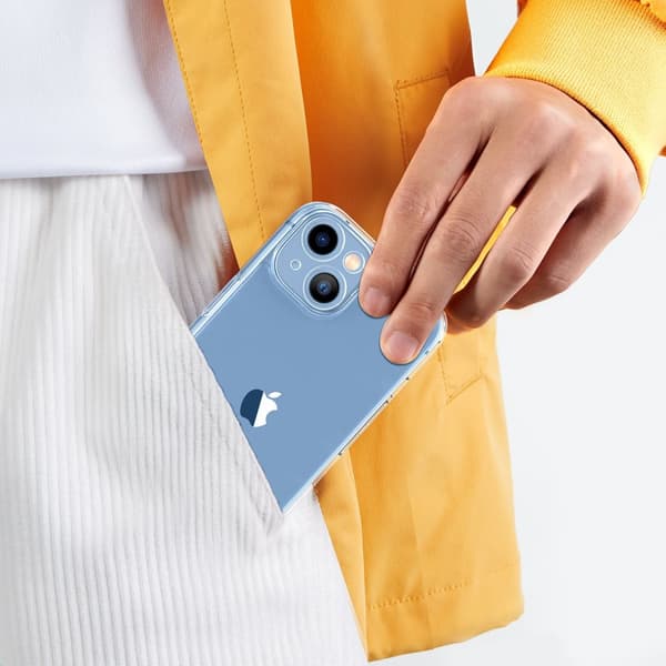 Gennemsigtigt beskyttende etui til iPhone 14 Plus med en gelramme