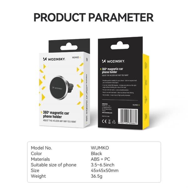 Magnetisk telefonholder til bilventilator, sort