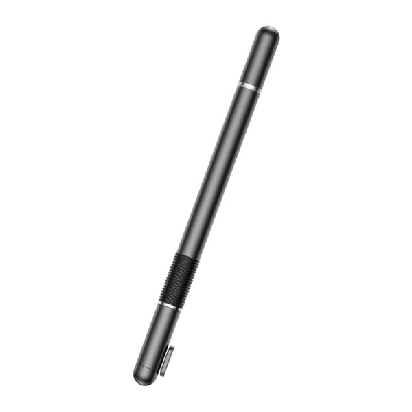 Kaksipuolinen stylus-kynä läpinäkyvällä kärjellä ja geelikynällä - Musta