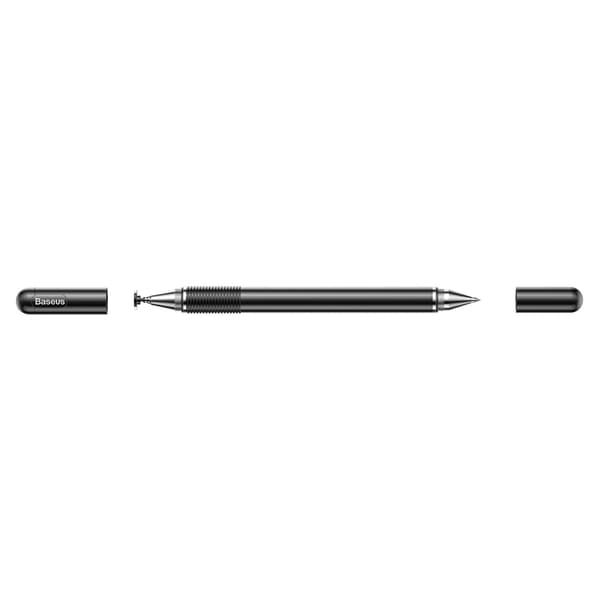 Dobbeltsidet styluspen med gennemsigtig spids og gelpen - Sort