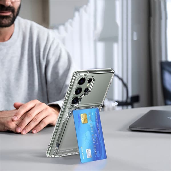 Bakdeksel med kortspor og stativ til Samsung S24 Ultra