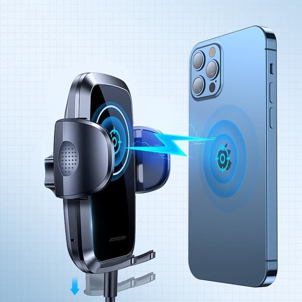 Biltelefonholder til grillen, Qi oplader 15W, sort