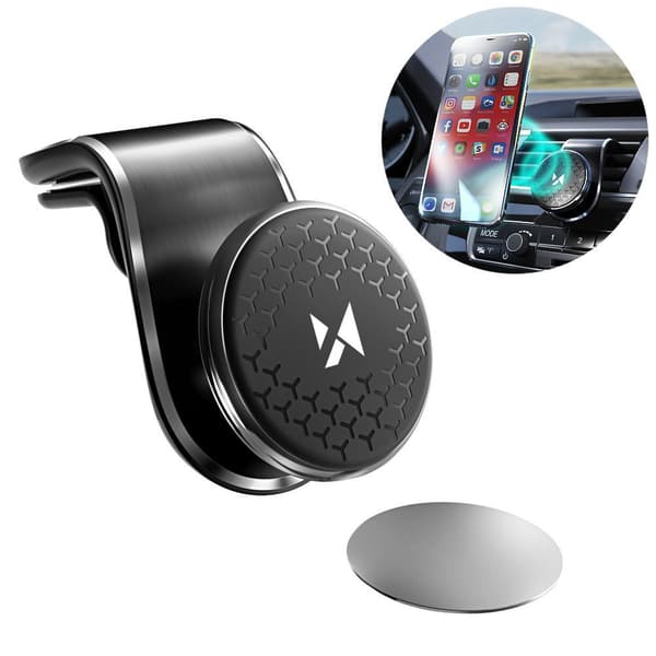 Magnetisk telefonholder til bilgrillen, 360° drejelig, sort