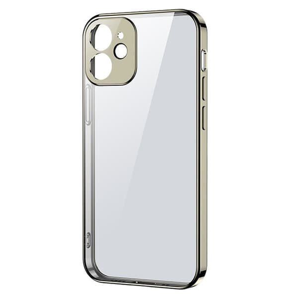 Ultratyndt gennemsigtigt etui med metallisk ramme til iPhone 12 Pro guld