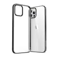 Miniatyrbillede 1 af 6: NBS ultratyndt gennemsigtigt etui med metallisk ramme til iPhone 12 mini sort
