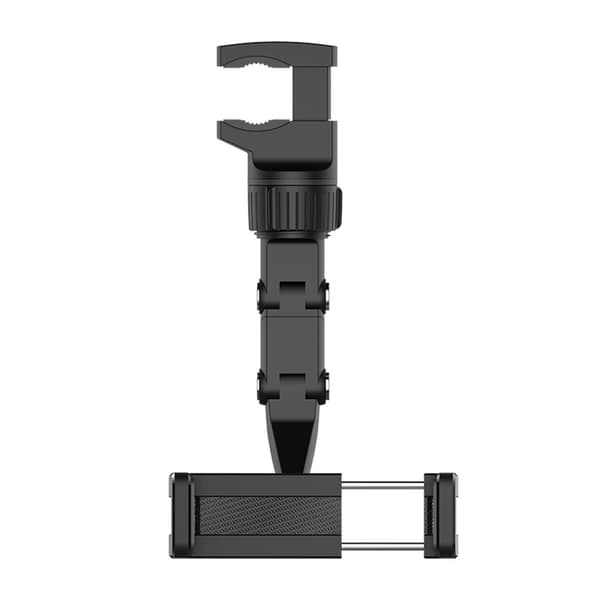 Sort smartphone holder fastgjort til bakspejlet
