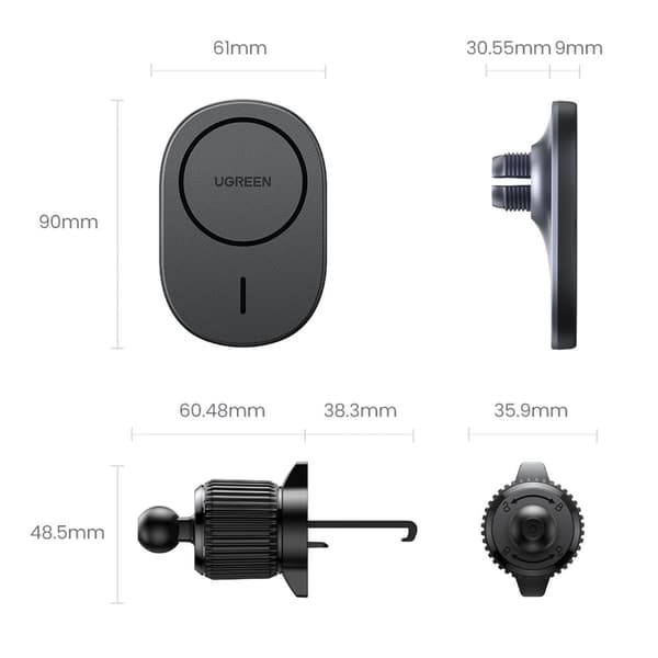 Magnetisk biltelefonholder til luftventil, sort