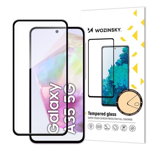 9H karkaistu lasi Samsung Galaxy A35 -näytölle mustalla kehyksellä