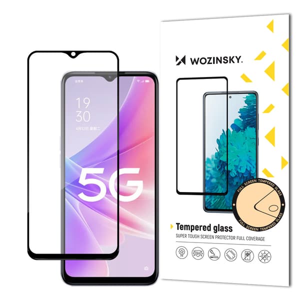 Holdbart 9H hærdet glas til hele skærmen på Realme Narzo 50 med ramme Case Friendly sort