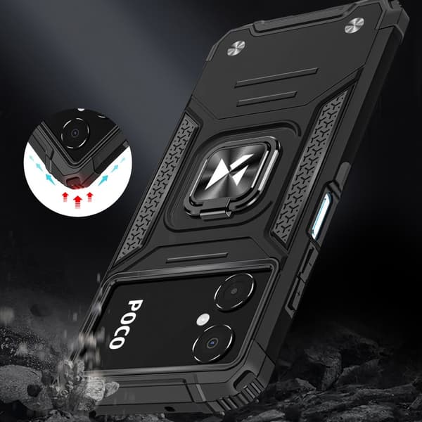 Pansarfodral till Samsung Galaxy A03, magnethållare Ring Armor, svart
