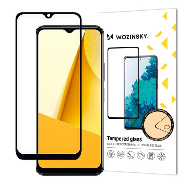 Vivo Y16 / Y02s 9H koko näytön karkaistu lasi koteloystävällisellä mustalla kehyksellä