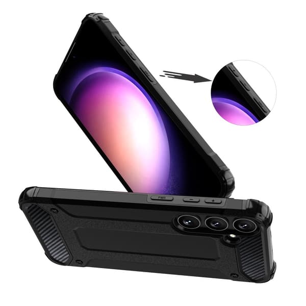 Forstærket pansret cover til Samsung Galaxy S24 Hybrid Armor, sort