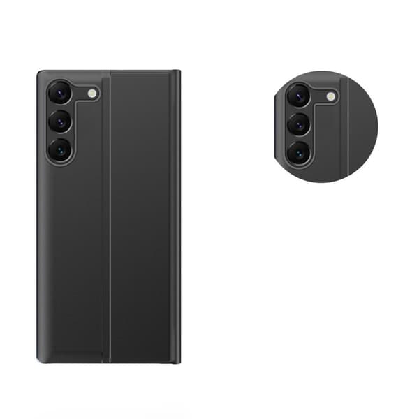 Nyt Sleep View Case cover til Samsung S24+ med magnetisk klap, sort