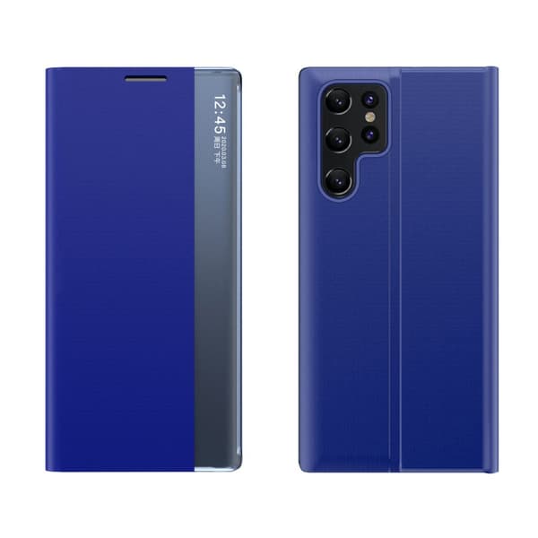Nyt Sleep View Case blåt etui til Samsung S24 Ultra med magnetisk klap