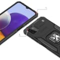 Miniatyrbild 2 av 6: Pansarfodral + magnetisk hållare för Samsung Galaxy A22 4G Ring Armor röd