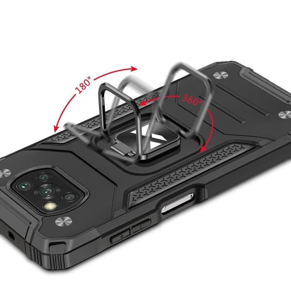 Pansarfodral med skal + magnetisk hållare för Samsung Galaxy A03s Ring Armor, svart