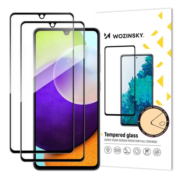 Super holdbart fuldskærms hærdet glas med ramme til Samsung Galaxy A33 5G sort SÆT med 2 stk.