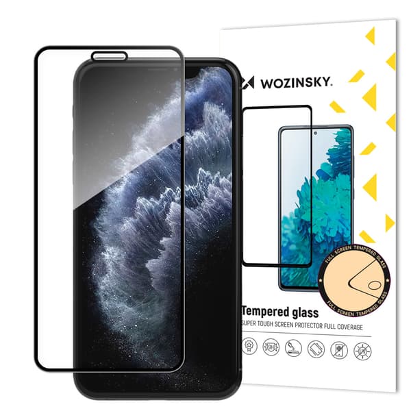 Erittäin kestävä karkaistu lasi Apple iPhone 11 Pron / XS / X black koko näytölle