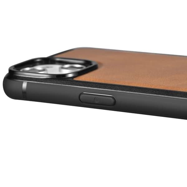 Luonnonnahalla päällystetty kotelo iPhone 14 Leather Oil Waxille, vaaleanruskea