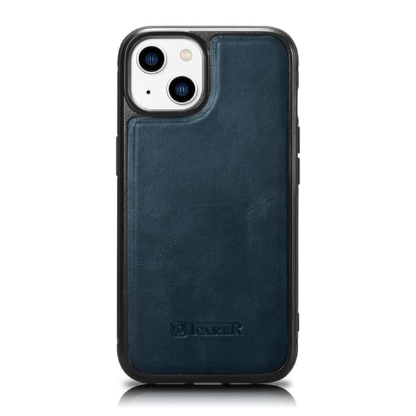 Luonnonnahalla päällystetty kotelo iPhone 14 Plus Leather Oil Waxille, tummansininen