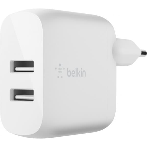 Belkin BoostCharge Dual USB-A Wall Charger 24W -verkkovirtalaturi Valkoinen