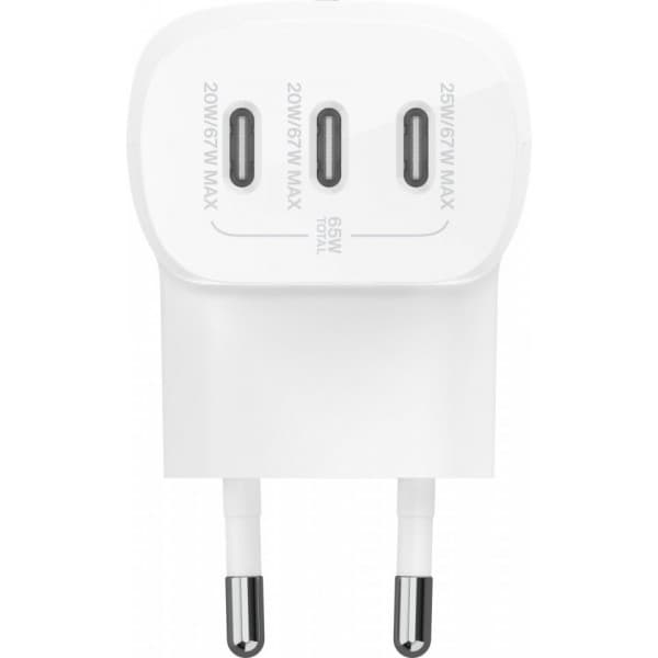 Belkin BoostCharge 3-Port USB-C 67W netadapter Hvid