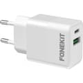 Pikkukuva 1 / 8: FoneKit Double 20W -laturi, USB-C + USB-A, valkoinen