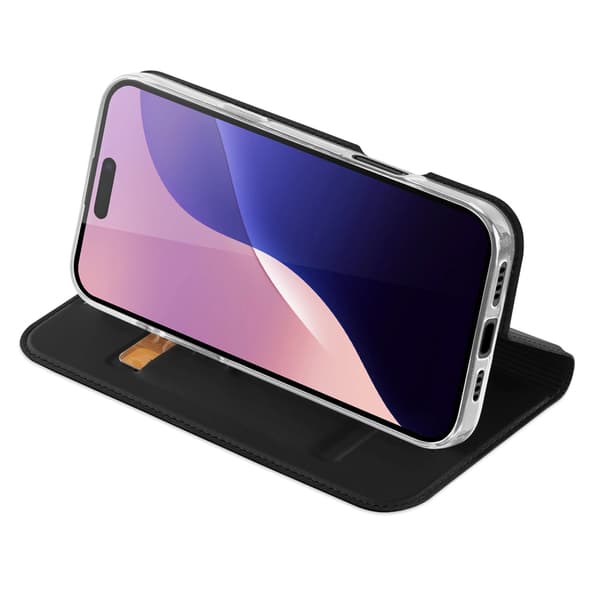 Dux Ducis Skin Pro lommebokveske for iPhone 16 Pro Max med kortlomme og stativ - Svart