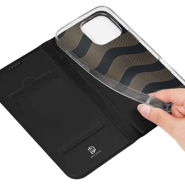 Dux Ducis Skin Pro lommebokveske for iPhone 16 Pro Max med kortlomme og stativ - Svart