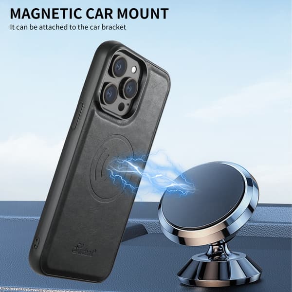 Kunstlærskall med MagSafe-kortholder for iPhone 16 Pro - Svart