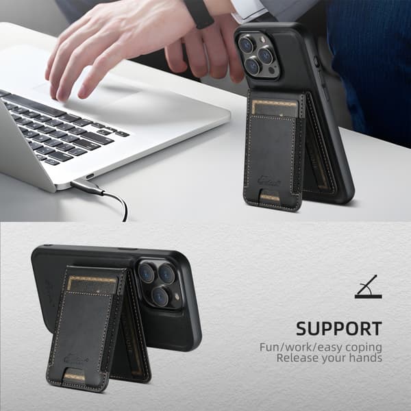 Kunstlærskall med MagSafe-kortholder for iPhone 16 Pro - Svart