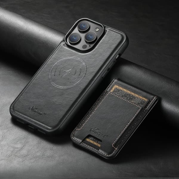 Keinonahkainen kuori MagSafe-korttipidikkeellä iPhone 16 Pro:lle - Svart