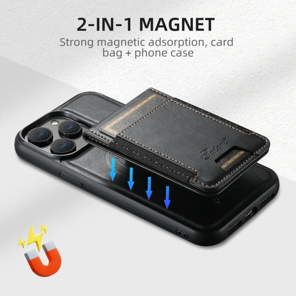 Kunstlæderskal med MagSafe-kortholder til iPhone 16 Plus - Svart