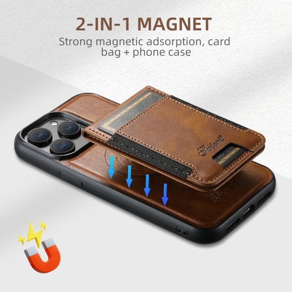 Kunstlæderskal med MagSafe-kortholder til iPhone 16 Pro - Brun