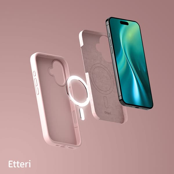 Etteri Silikonikuori MagSafe-varustuksella iPhone 16:lle - vaaleanpunainen