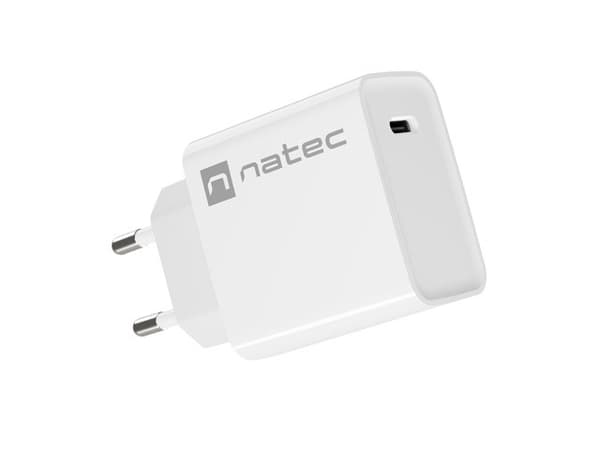 NATEC USB OPLADER RIBERA USB-C 20W PD HVID