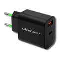 Miniatyrbillede 1 af 7: Qoltec 51713 Oplader | 18W | 5-12V | 1.5-3A | USB type C PD | USB QC 3.0 | Sort