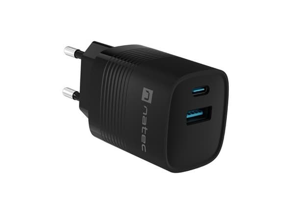 NATEC RIBERA GAN OPLADDER 1X USB-A + 1X USB-C 30W SORT