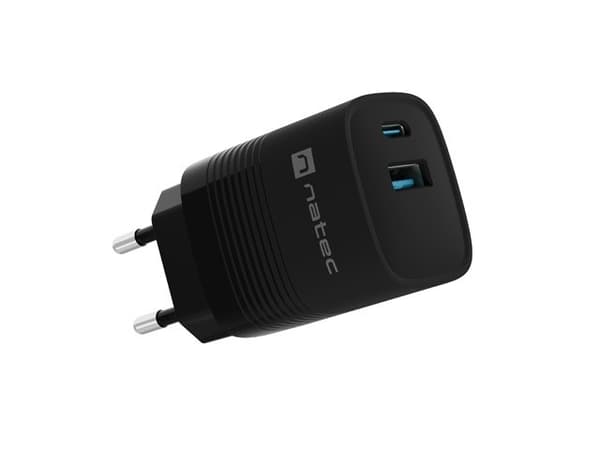 NATEC RIBERA GAN OPLADDER 1X USB-A + 1X USB-C 30W SORT