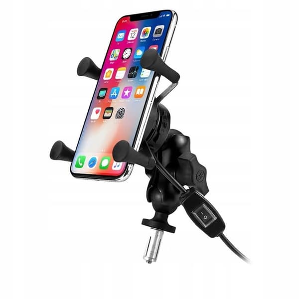 MOTORCYKEL TELEFONHOLDER FREEDCONN MC7W MED INDUKTIV OPLADER + BM2R HOVEDRØR TILBEHØR