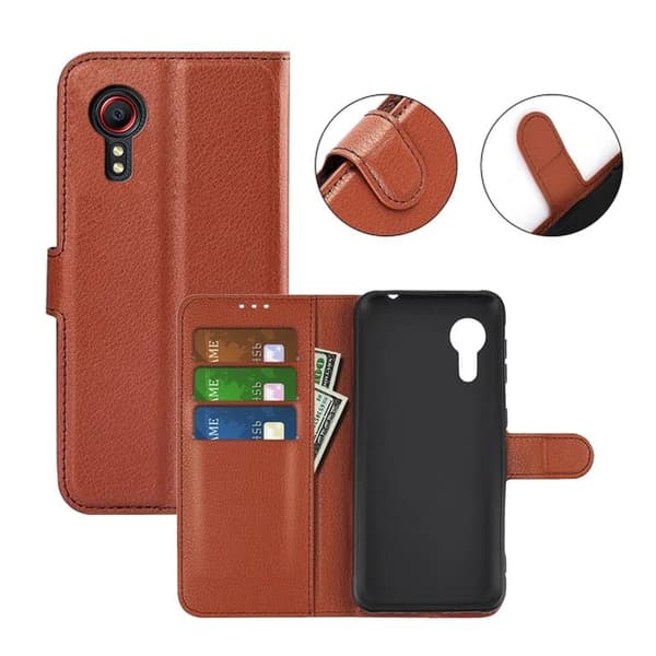 Samsung Galaxy Xcover 5 Plånboksfodral med stativ - Brun