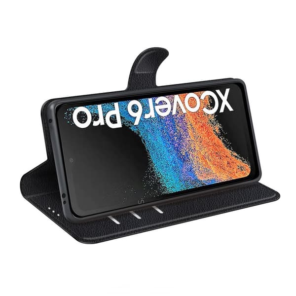 Samsung Galaxy Xcover 6 Pro Plånboksfodral med Stativ - Svart