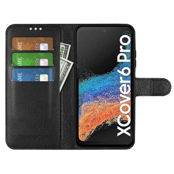 Samsung Galaxy Xcover 6 Pro Plånboksfodral med Stativ - Svart