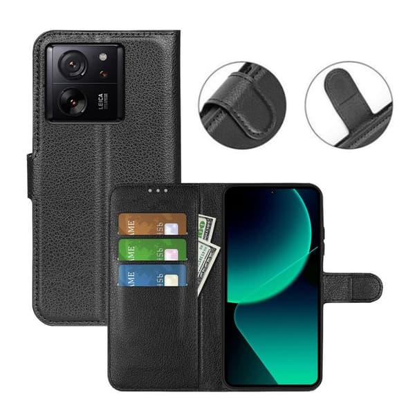 Xiaomi 13T/Xiaomi 13T Pro Plånboksfodral med Stativ - Svart